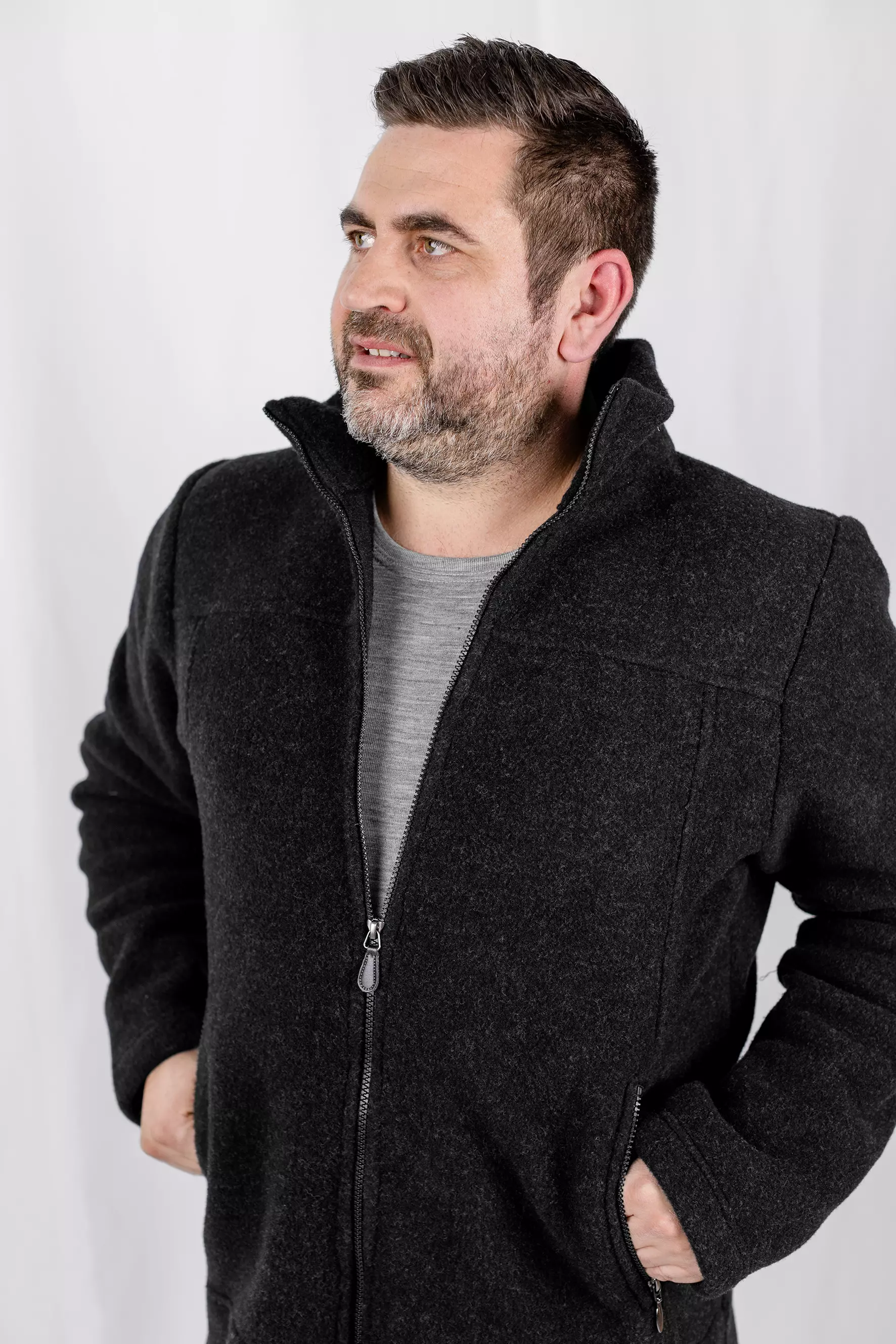Men's merino wool fleece jacket, IVN BEST