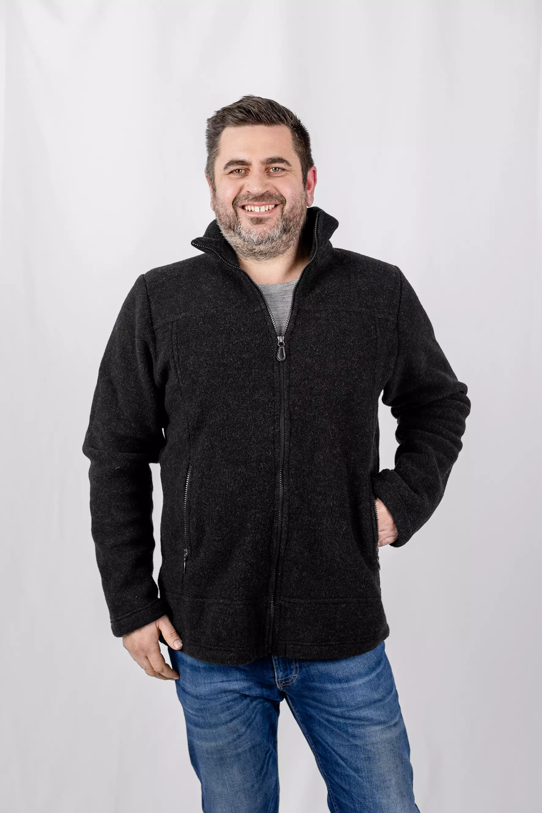 Men's merino wool fleece jacket, IVN BEST