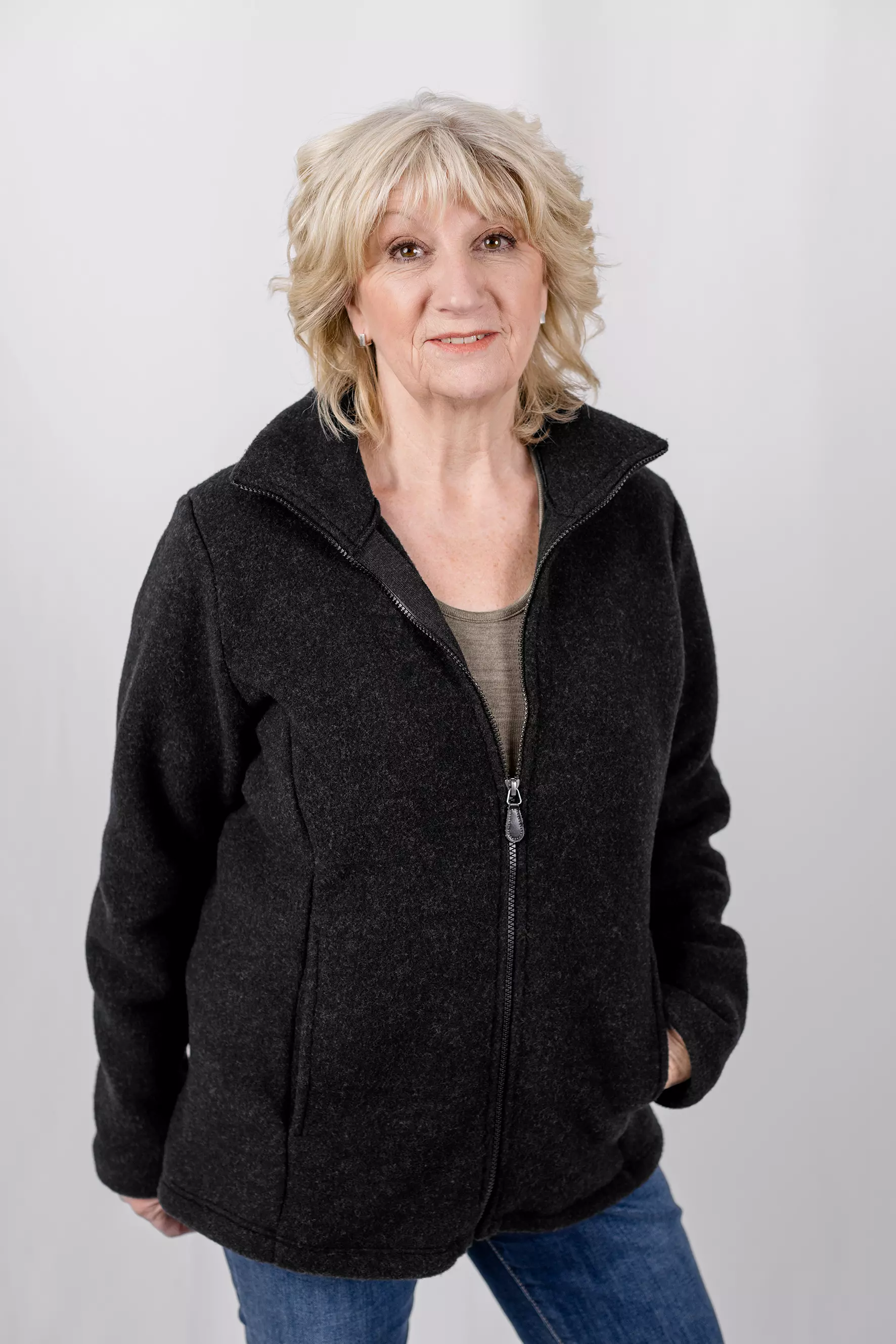 Women's merino wool fleece jacket, waisted, IVN BEST