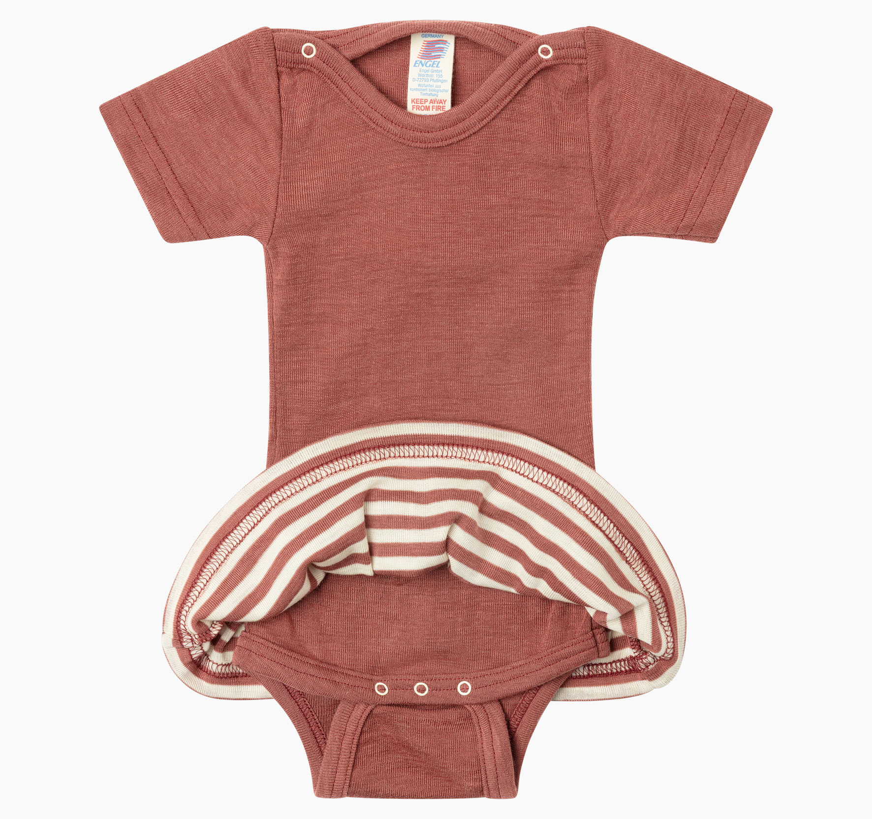 Body Baby, short sleeved, with striped skirt, GOTS