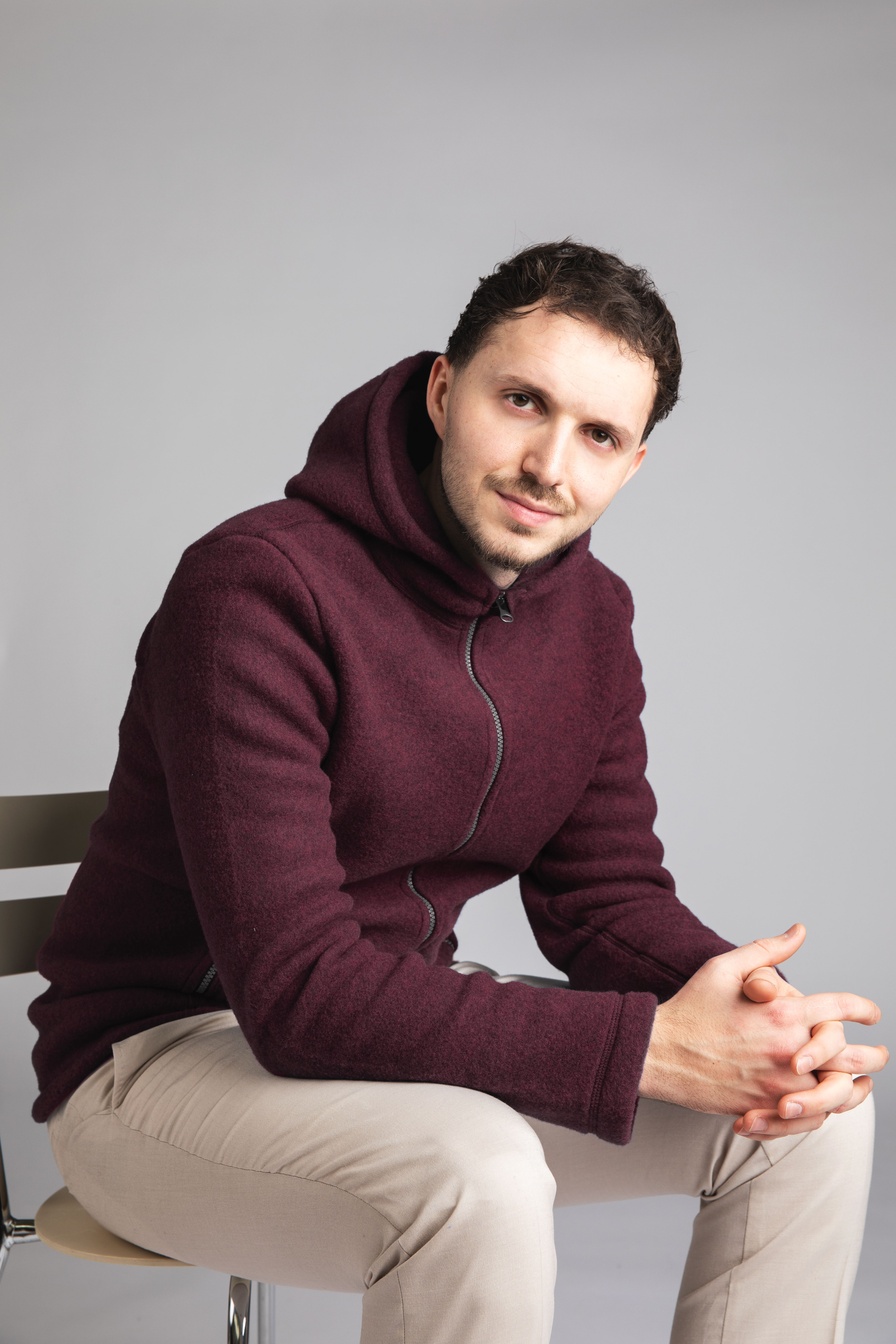 Taillierte Kapuzenjacke Herren aus Merinowolle, IVN BEST